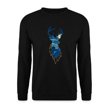 Cerf, silhouette, nuit, clair lune, chasseur, chasse - Sweat-shirt Unisexe - noir - Devant - Alina (178cm) & Michal (187cm)