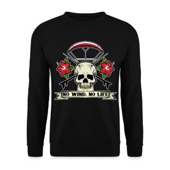 No Wind No Life Skull Surf Kite Kitesurf - Sweat-shirt Unisexe - noir - Devant - Alina (178cm) & Michal (187cm)