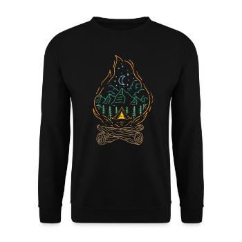 Feu de camp camping avec tente en plein air dans la forêt d'arbres - Sweat-shirt Unisexe - noir - Devant - Alina (178cm) & Michal (187cm)