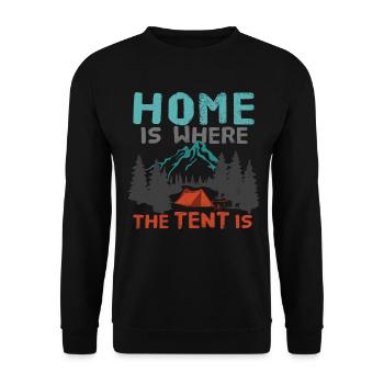 Wintercamping Zelten Camping Berge Wald Outdoor - Unisex Pullover - Schwarz - Vorne - Alina (178cm) & Michal (187cm)