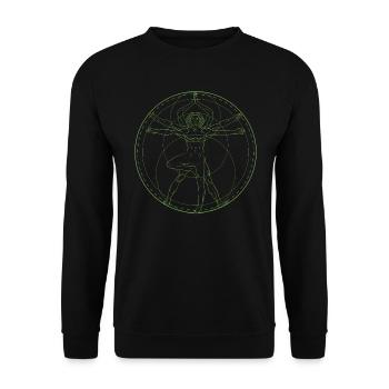 Homme de Vitruve yoga Leonardo Da Vinci - Sweat-shirt Unisexe - noir - Devant - Alina (178cm) & Michal (187cm)