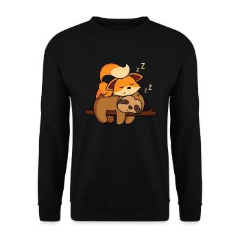 Cadeau de renard doux - Sweat-shirt Unisexe - noir - Devant - Alina (178cm) & Michal (187cm)