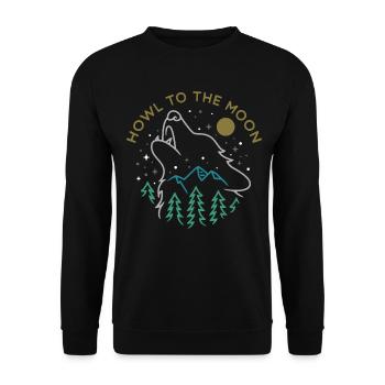 Camping with wolf in the forest nature gift - Unisex Sweatshirt - black - Front - Alina (178cm) & Michal (187cm)