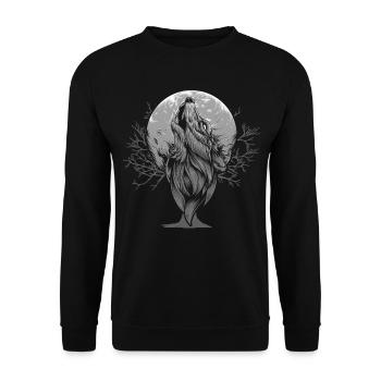 Werwolf Wolf Vollmond Geschenke - Unisex Pullover - Schwarz - Vorne - Alina (178cm) & Michal (187cm)