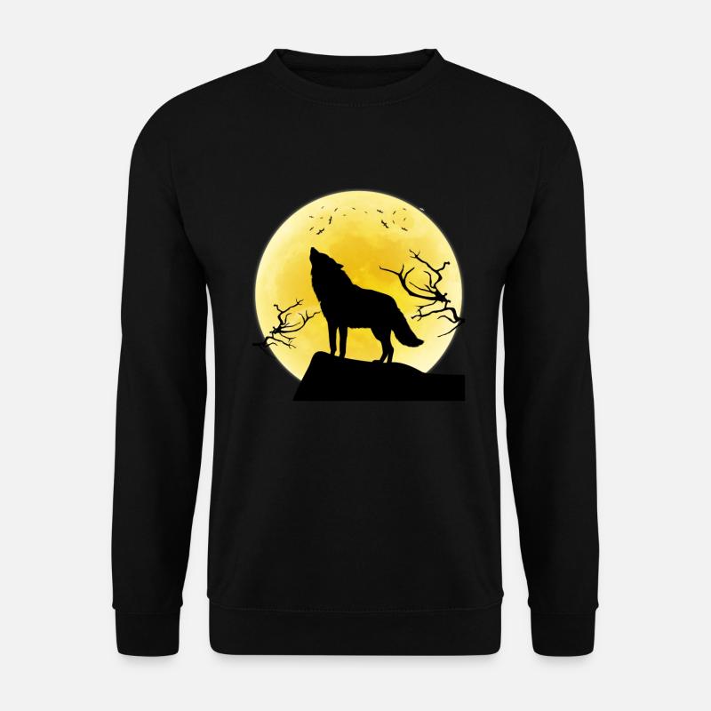 Vollmond Wolf Geschenk - Unisex Pullover - Schwarz