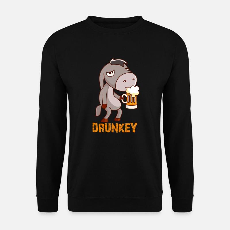Drunkey witziger Esel mit Bier - Unisex Pullover - Schwarz