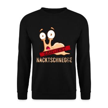 Nacktschnecke Nacktschnegge Schnecke zensiert - Unisex Pullover - Schwarz - Vorne - Alina (178cm) & Michal (187cm)