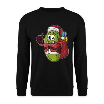 Frohe Weihnachten Merry Christmas Weihnachts Gurke - Unisex Pullover - Schwarz - Vorne - Alina (178cm) & Michal (187cm)