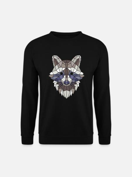 Polygon Art Geometrischer Waschbär Geschenk - Unisex Pullover - Schwarz