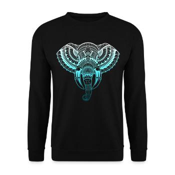 Mandala Elefant Tribal Tatto Yoga Chakra Geschenk - Unisex Pullover - Schwarz - Vorne - Alina (178cm) & Michal (187cm)