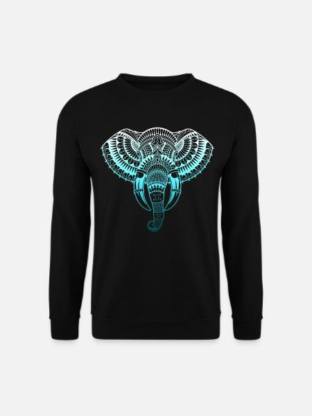 Mandala Elefant Tribal Tatto Yoga Chakra Geschenk - Unisex Pullover - Schwarz