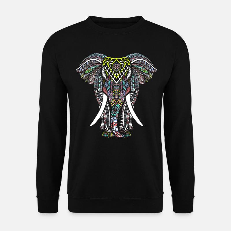 Elefant Mandala Tribal Ganesha Chakra Yoga Tattoo - Unisex Pullover - Schwarz