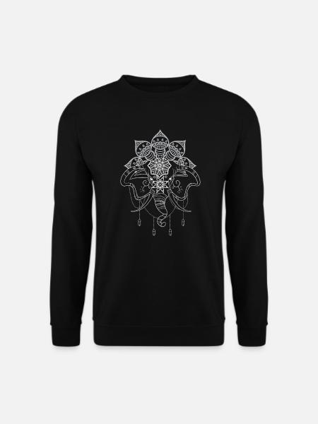 Elefanten Mandala Zeichnung Buddha Chakra - Unisex Pullover - Schwarz