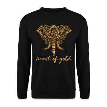 Heart of Elefanten Mandala Chakra Geschenk - Unisex Pullover - Schwarz - Vorne - Alina (178cm) & Michal (187cm)