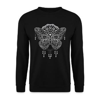 Papillon mandala capteur de rêves perles mandala - Sweat-shirt Unisexe - noir - Devant - Alina (178cm) & Michal (187cm)