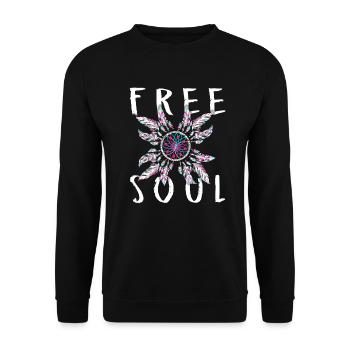 Free Soul Traumfänger Dreamcatcher Yoga Mandala - Unisex Pullover - Schwarz - Vorne - Alina (178cm) & Michal (187cm)