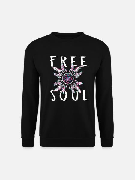 Free Soul Traumfänger Dreamcatcher Yoga Mandala - Unisex Pullover - Schwarz