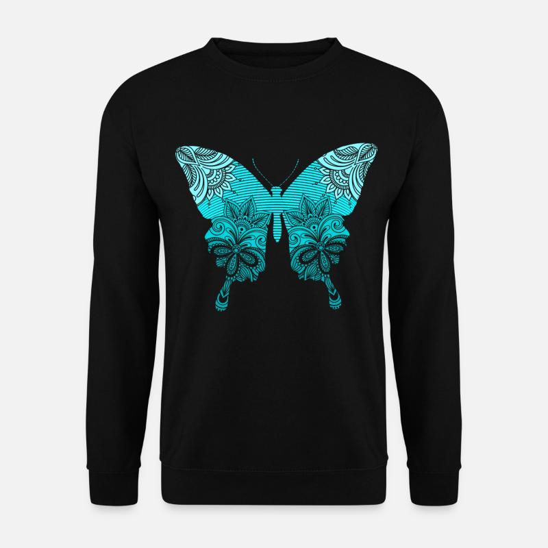 Blue Mandala Butterfly Butterfly - Unisex Sweatshirt - black