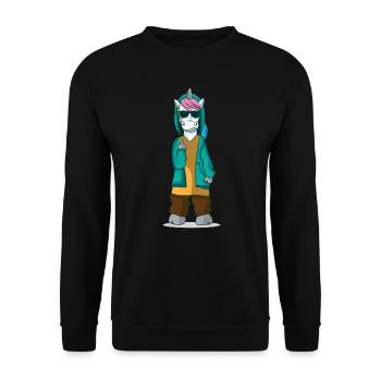 Cadeau de licorne de licorne de doigt du doigt puant - Sweat-shirt Unisexe - noir - Devant - Alina (178cm) & Michal (187cm)