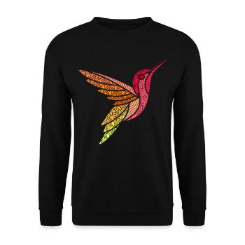 Kolibri Vogel Tier Mandala Vögel Design Kunst - Unisex Pullover - Schwarz - Vorne - Alina (178cm) & Michal (187cm)