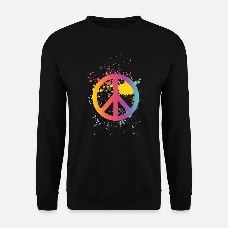 Farbenfrohes Peacezeichen Peace Symbol Frieden - Unisex Pullover - Schwarz