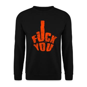 Va te faire foutre avec un signe de la main du majeur caché - Sweat-shirt Unisexe - noir - Devant - Alina (178cm) & Michal (187cm)