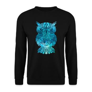 Blue Owl Night Owl Eagle Owl Mandala Tatto Gift - Unisex Sweatshirt - black - Front - Alina (178cm) & Michal (187cm)
