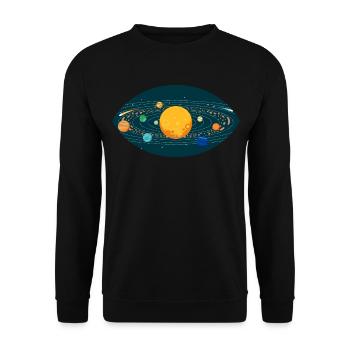 Planeten Sonnensystem Sonne Auge Erde Weltall - Unisex Pullover - Schwarz - Vorne - Alina (178cm) & Michal (187cm)