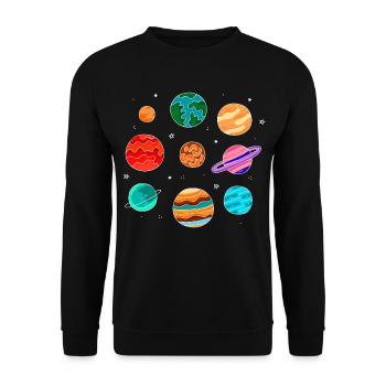 Système solaire avec les planètes Univers du système solaire - Sweat-shirt Unisexe - noir - Devant - Alina (178cm) & Michal (187cm)