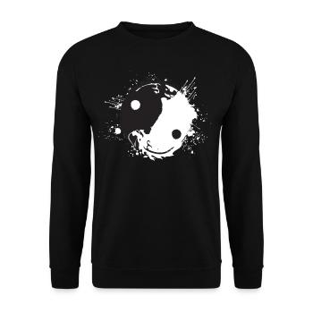 Yin Yang Drachen Ying Yang Symbol Zeichnung - Unisex Pullover - Schwarz - Vorne - Alina (178cm) & Michal (187cm)