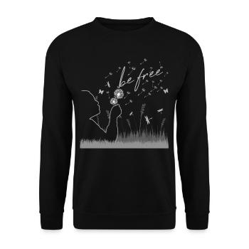 Be Free! Süßes Löwenzahn Pusteblumen Blumen - Unisex Pullover - Schwarz - Vorne - Alina (178cm) & Michal (187cm)