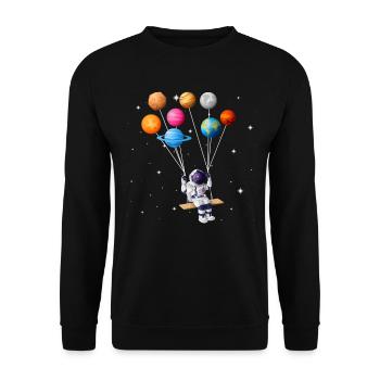 Astronaut Planet Schaukel Sonnensystem Sonne Erde - Unisex Pullover - Schwarz - Vorne - Alina (178cm) & Michal (187cm)
