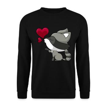 Raton laveur mignon avec cadeau coeur et amour - Sweat-shirt Unisexe - noir - Devant - Alina (178cm) & Michal (187cm)