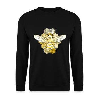 Gelbe Honigbiene auf Honigwaben Biene Honig Imker - Unisex Pullover - Schwarz - Vorne - Alina (178cm) & Michal (187cm)