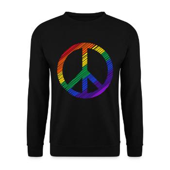 Peace Zeichen in Regenbogen Homo Farben Frieden - Unisex Pullover - Schwarz - Vorne - Alina (178cm) & Michal (187cm)