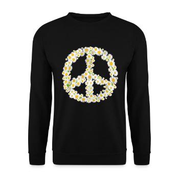 Gänseblümchen Peace Zeichen für Frieden Symbol - Unisex Pullover - Schwarz - Vorne - Alina (178cm) & Michal (187cm)