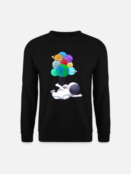 Astronaut Kosmonaut an Planeten Luftballons Ballon - Unisex Pullover - Schwarz
