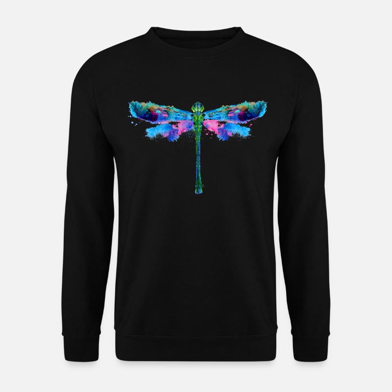 Libellen Zeichnung Insekt Kunst Gemälde - Unisex Pullover - Schwarz