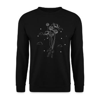 Astronaute dans l'espace sur les étoiles de ballons planètes - Sweat-shirt Unisexe - noir - Devant - Alina (178cm) & Michal (187cm)