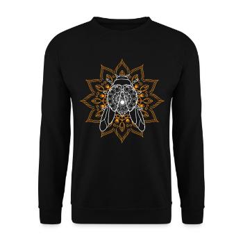 Marienkäfer Mandala Tribal Tattoo Geschenk - Unisex Pullover - Schwarz - Vorne - Alina (178cm) & Michal (187cm)