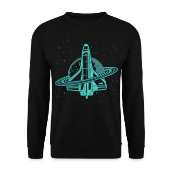 Space Shuttle Space Saturne Planète Lune Espace - Sweat-shirt Unisexe - noir - Devant - Alina (178cm) & Michal (187cm)
