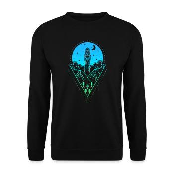 Simple Minimal Rocket Rocket Launch Moon Space - Unisex Sweatshirt - black - Front - Alina (178cm) & Michal (187cm)