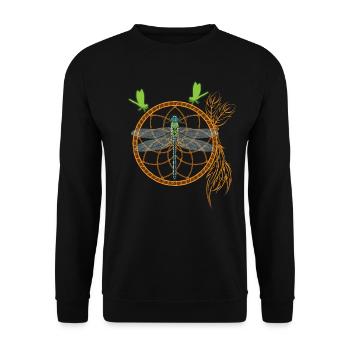Capteur de rêves d'insectes avec chakra de yoga animal libellule - Sweat-shirt Unisexe - noir - Devant - Alina (178cm) & Michal (187cm)
