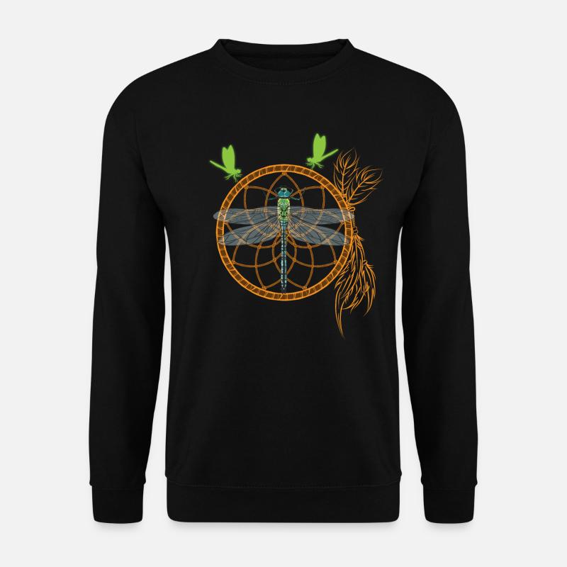 Insekten Traumfänger mit Libelle Tier Yoga Chakra - Unisex Pullover - Schwarz