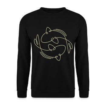 Illustration de poisson carpe Koi minimaliste - Sweat-shirt Unisexe - noir - Devant - Alina (178cm) & Michal (187cm)