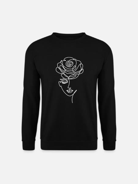 Minimalistische Rose mit Gesicht Simple Kunst - Unisex Pullover - Schwarz