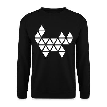 Geometric triangle abstract cat illustration - Unisex Sweatshirt - black - Front - Alina (178cm) & Michal (187cm)
