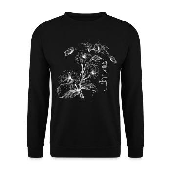 Flowers face drawing silhouette - Unisex Sweatshirt - black - Front - Alina (178cm) & Michal (187cm)