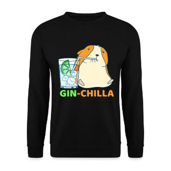 Gin-Chilla Mignon Chinchilla avec gin verre cadeau - Sweat-shirt Unisexe - noir - Devant - Alina (178cm) & Michal (187cm)