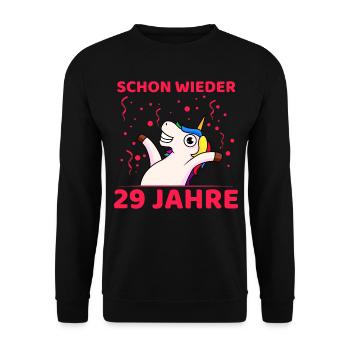 Schon wieder 29 Jahre Ü30 Geburtstagsgeschenk - Unisex Pullover - Schwarz - Vorne - Alina (178cm) & Michal (187cm)
